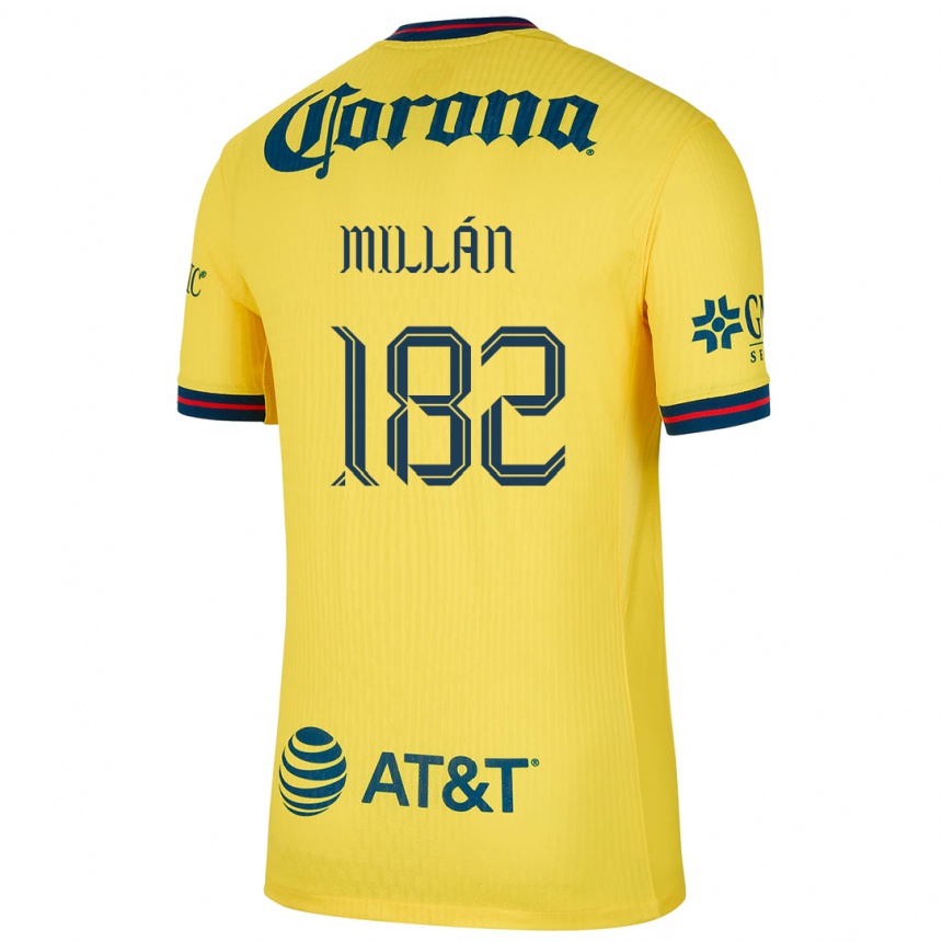 Men Football Daniel Millán #182 Yellow Blue Home Jersey 2024/25 T-Shirt Uk