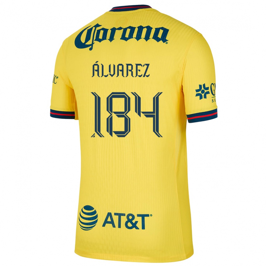 Men Football Antonio Álvarez #184 Yellow Blue Home Jersey 2024/25 T-Shirt Uk