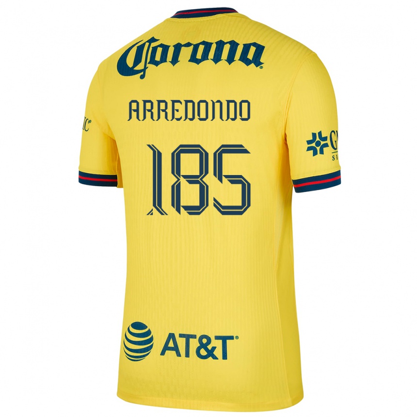 Men Football Aarón Arredondo #185 Yellow Blue Home Jersey 2024/25 T-Shirt Uk