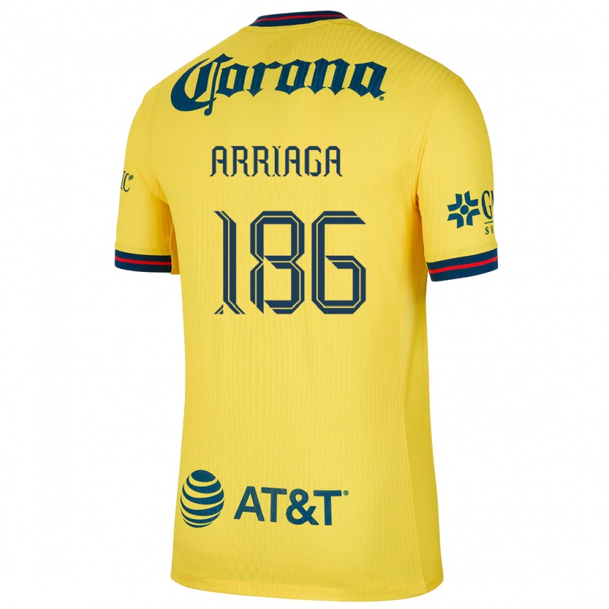 Men Football Diego Arriaga #186 Yellow Blue Home Jersey 2024/25 T-Shirt Uk