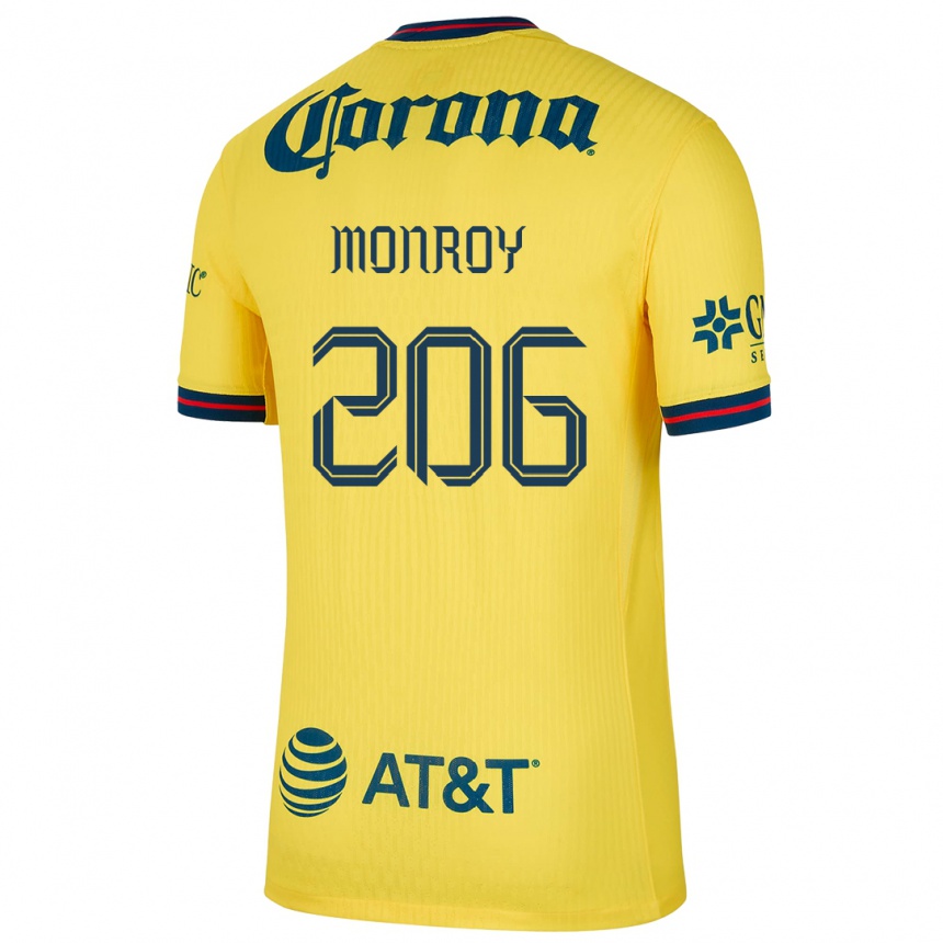 Men Football Diego Monroy #206 Yellow Blue Home Jersey 2024/25 T-Shirt Uk