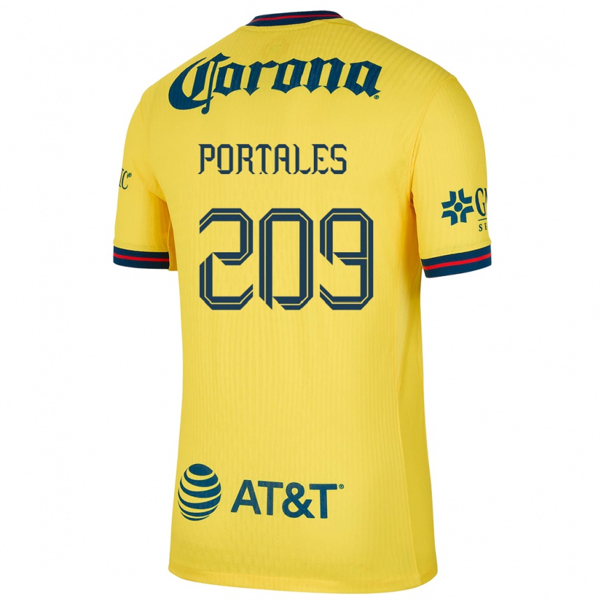 Men Football Walter Portales #209 Yellow Blue Home Jersey 2024/25 T-Shirt Uk