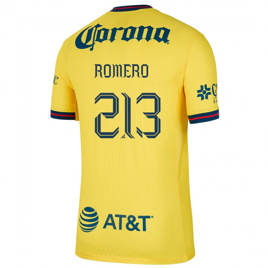 Men Football Axel Romero #213 Yellow Blue Home Jersey 2024/25 T-Shirt Uk