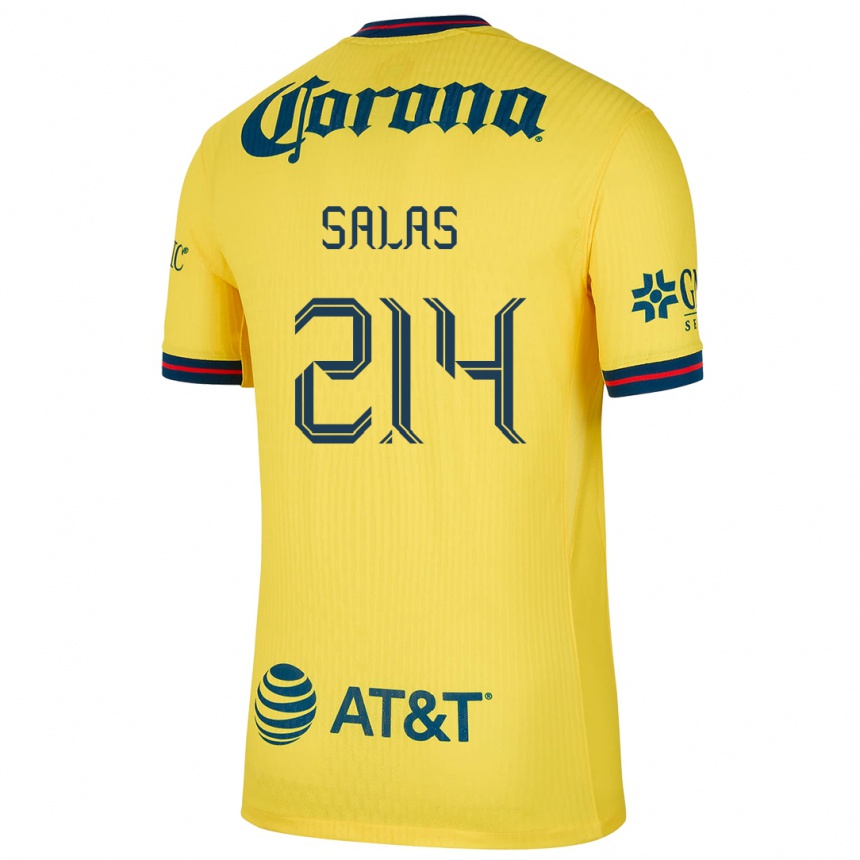 Men Football Patricio Salas #214 Yellow Blue Home Jersey 2024/25 T-Shirt Uk