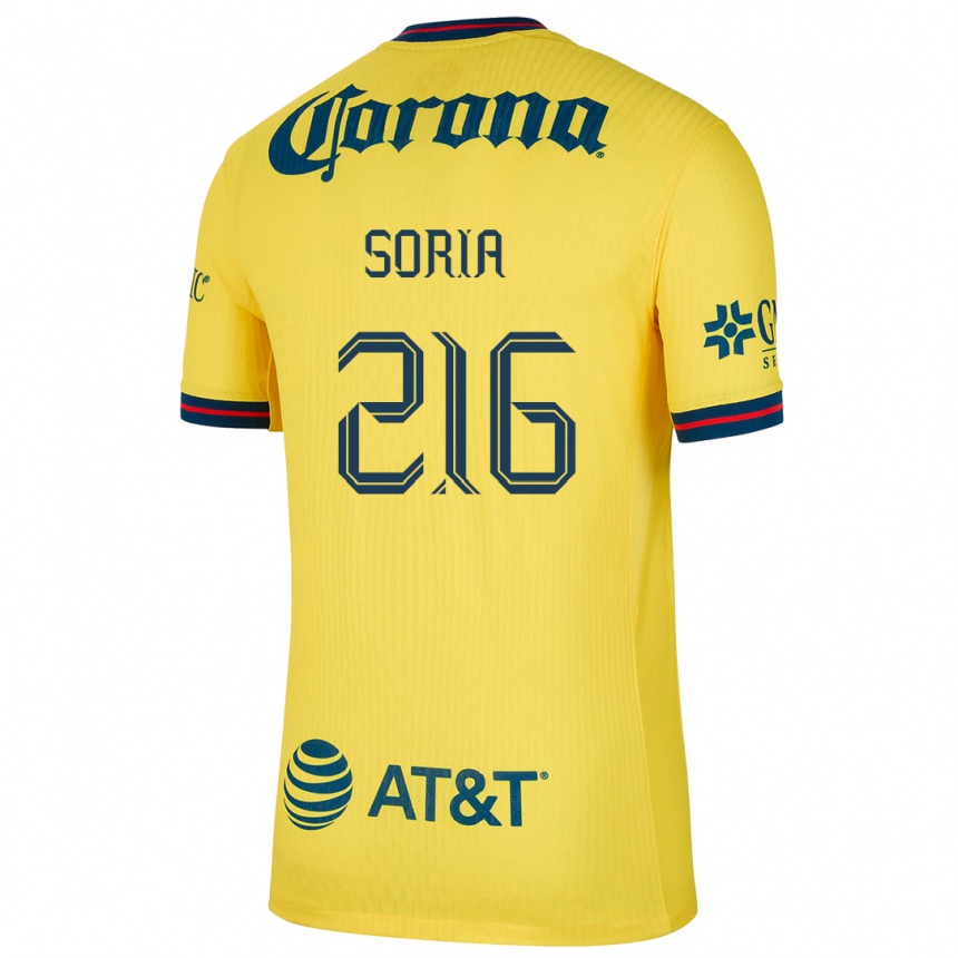 Men Football Emiliano Soria #216 Yellow Blue Home Jersey 2024/25 T-Shirt Uk