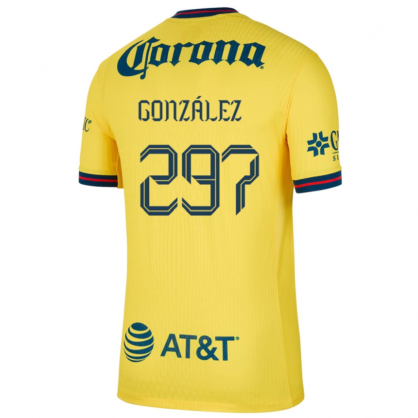 Men Football Océlotl González #297 Yellow Blue Home Jersey 2024/25 T-Shirt Uk