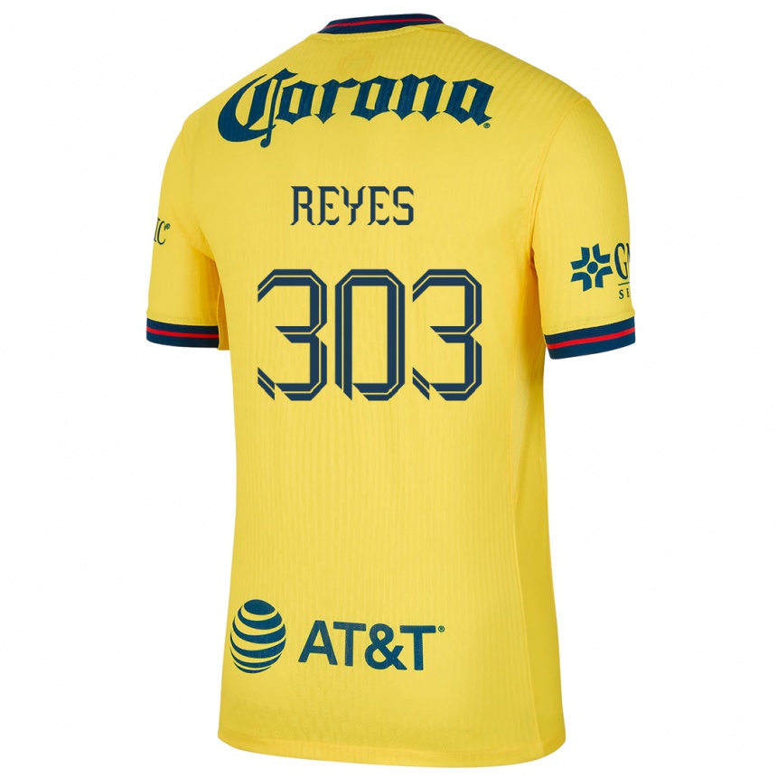 Men Football Diego Reyes #303 Yellow Blue Home Jersey 2024/25 T-Shirt Uk