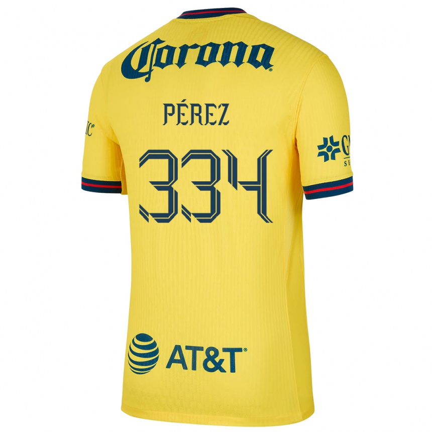 Men Football Diego Pérez #334 Yellow Blue Home Jersey 2024/25 T-Shirt Uk