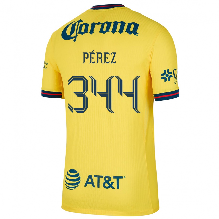 Men Football Froylan Pérez #344 Yellow Blue Home Jersey 2024/25 T-Shirt Uk