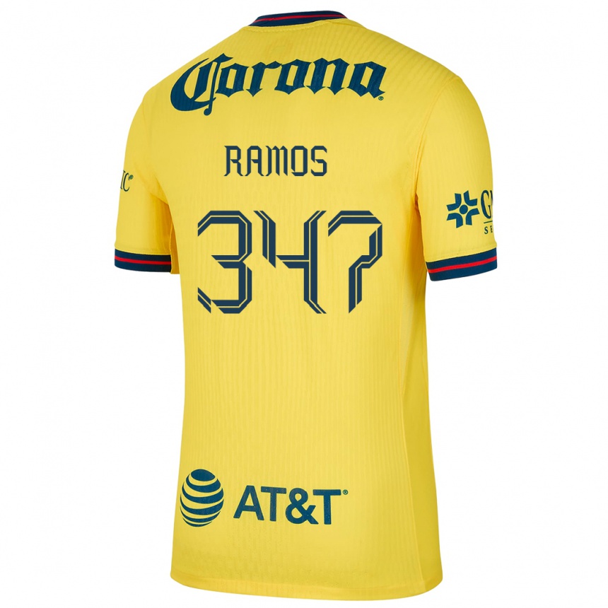 Men Football Luis Ramos #347 Yellow Blue Home Jersey 2024/25 T-Shirt Uk