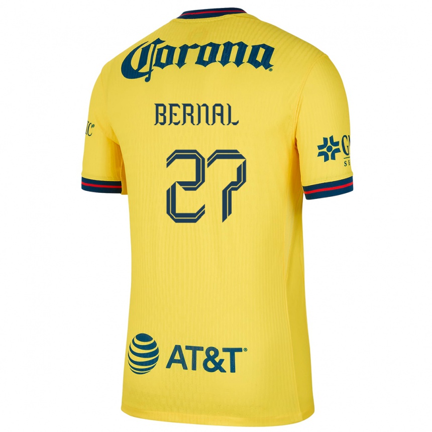 Men Football Mayra Pelayo Bernal #27 Yellow Blue Home Jersey 2024/25 T-Shirt Uk