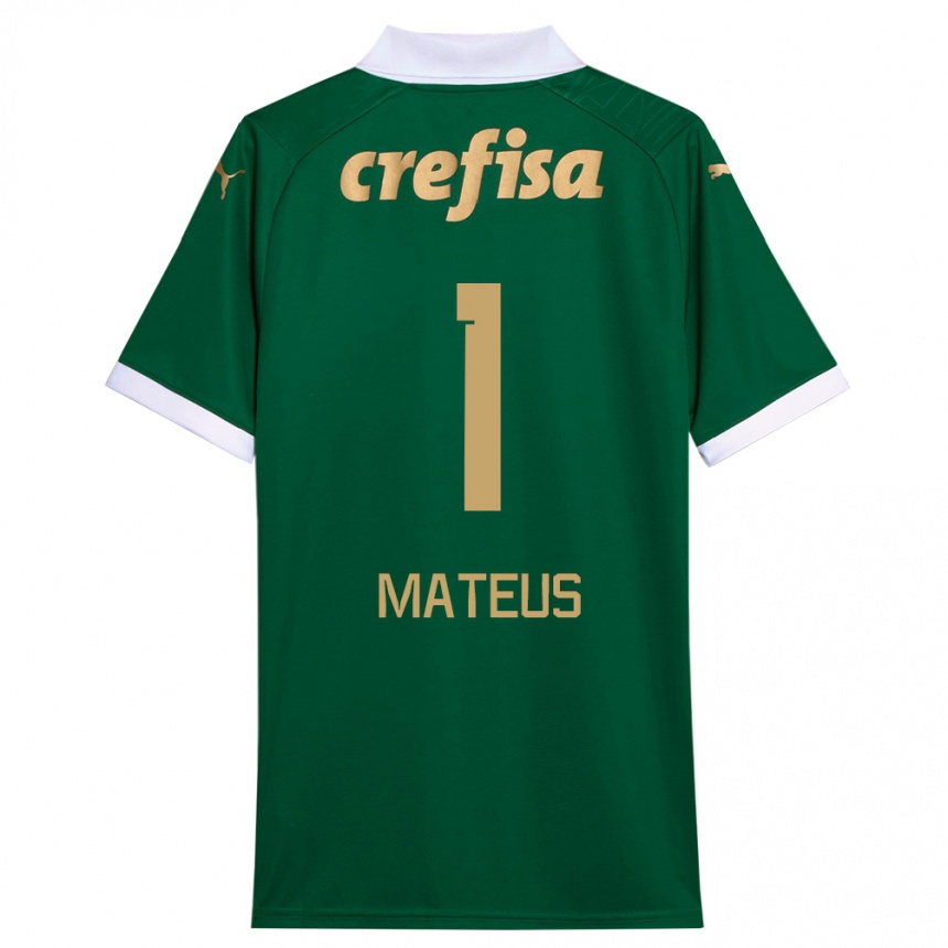 Men Football Mateus #1 Green White Home Jersey 2024/25 T-Shirt Uk