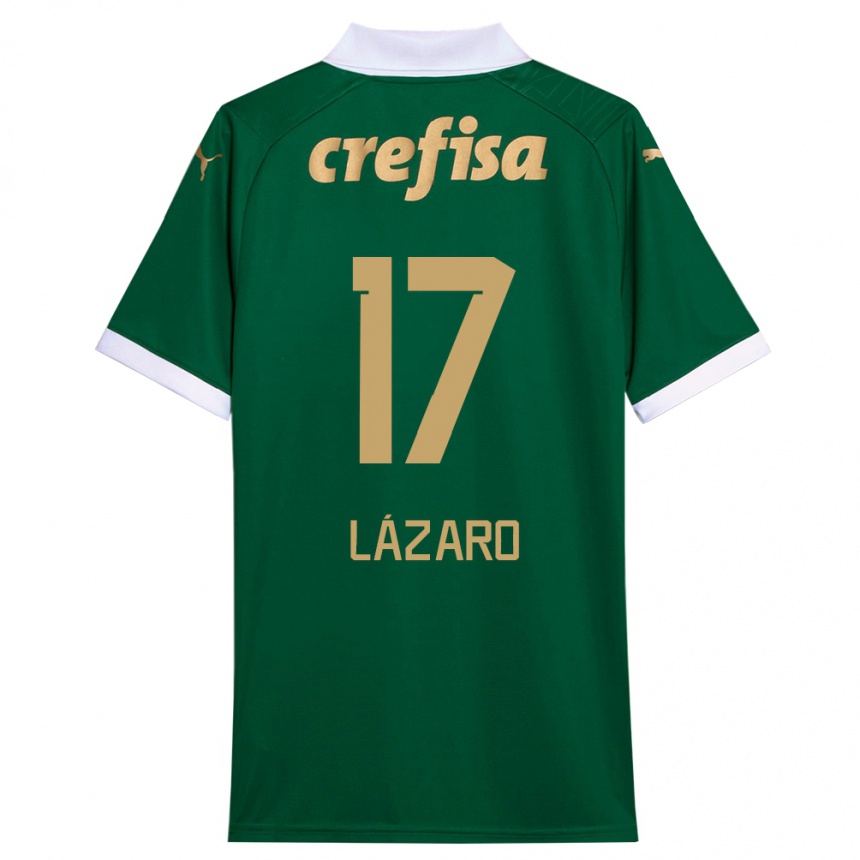 Men Football Lázaro #17 Green White Home Jersey 2024/25 T-Shirt Uk