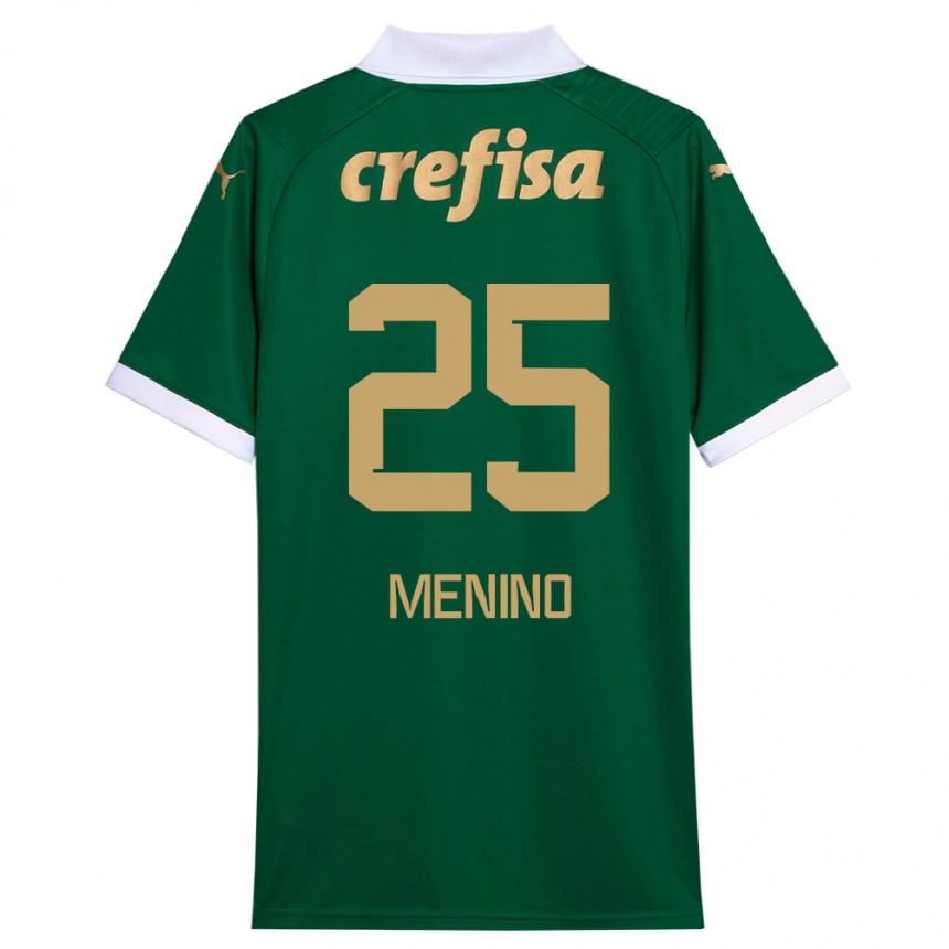 Men Football Gabriel Menino #25 Green White Home Jersey 2024/25 T-Shirt Uk