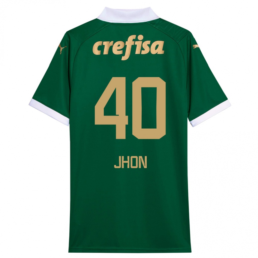 Men Football Jhon Jhon #40 Green White Home Jersey 2024/25 T-Shirt Uk