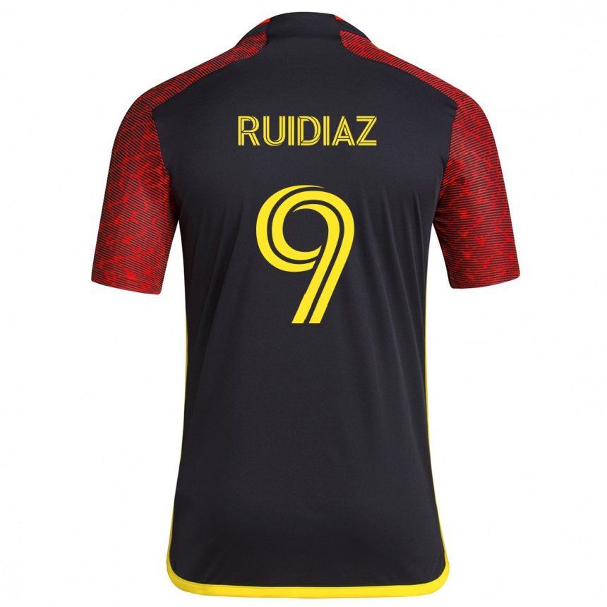 Men Football Raúl Ruidíaz #9 Red Black Away Jersey 2024/25 T-Shirt Uk