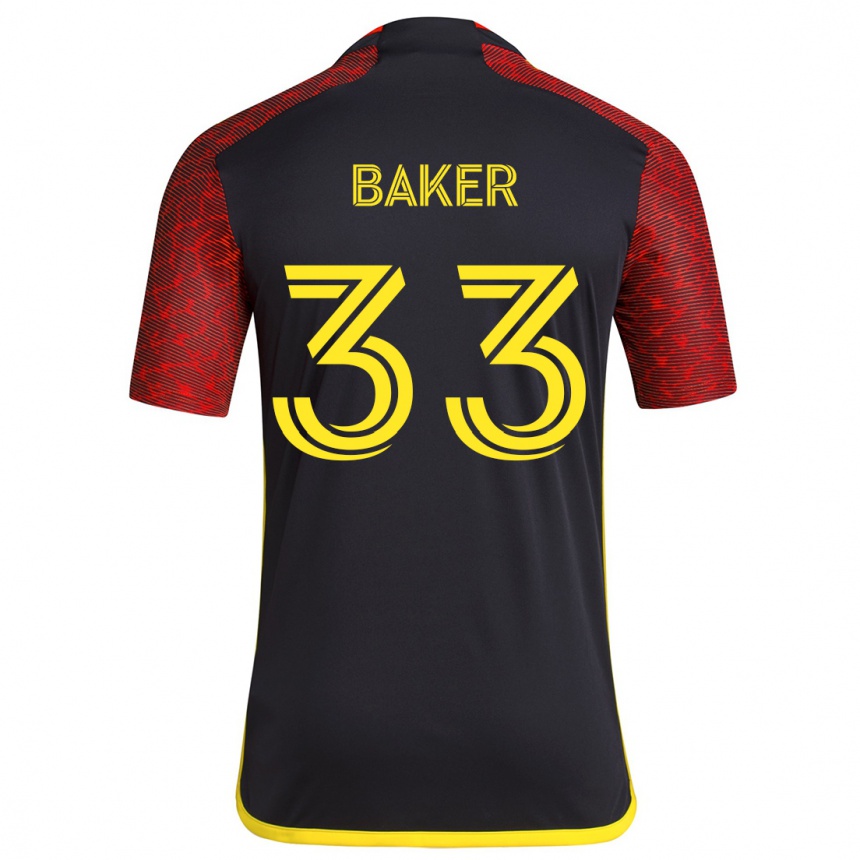 Men Football Cody Baker #33 Red Black Away Jersey 2024/25 T-Shirt Uk