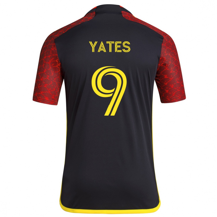 Men Football Summer Yates #9 Red Black Away Jersey 2024/25 T-Shirt Uk