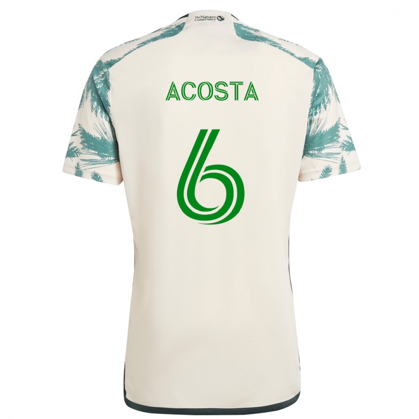 Men Football Bryan Acosta #6 Beige Brown Away Jersey 2024/25 T-Shirt Uk