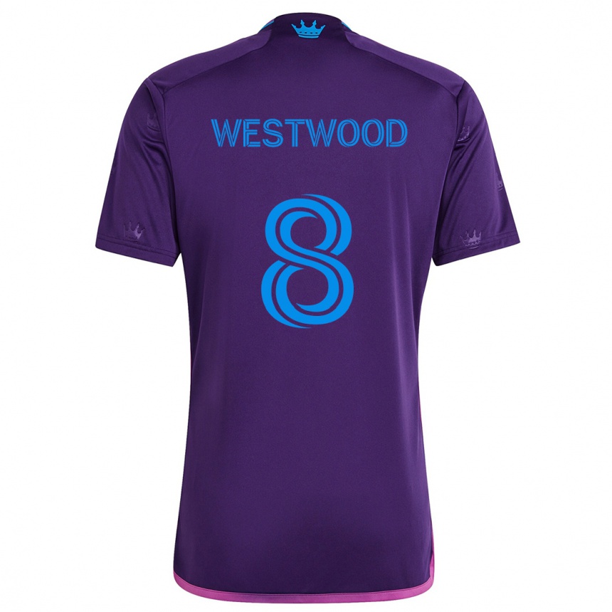 Men Football Ashley Westwood #8 Purple Blue Away Jersey 2024/25 T-Shirt Uk