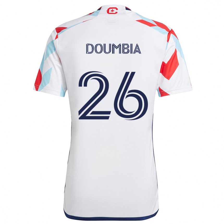 Men Football Ousmane Doumbia #26 White Red Blue Away Jersey 2024/25 T-Shirt Uk