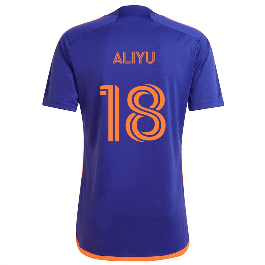 Men Football Ibrahim Aliyu #18 Purple Orange Away Jersey 2024/25 T-Shirt Uk