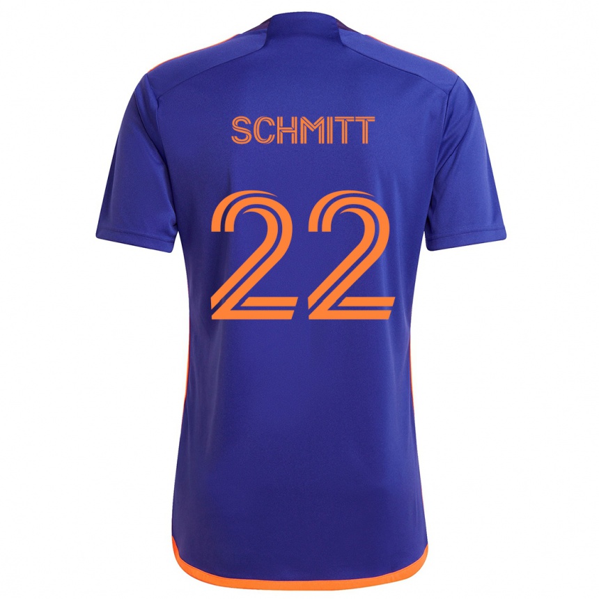 Men Football Tate Schmitt #22 Purple Orange Away Jersey 2024/25 T-Shirt Uk