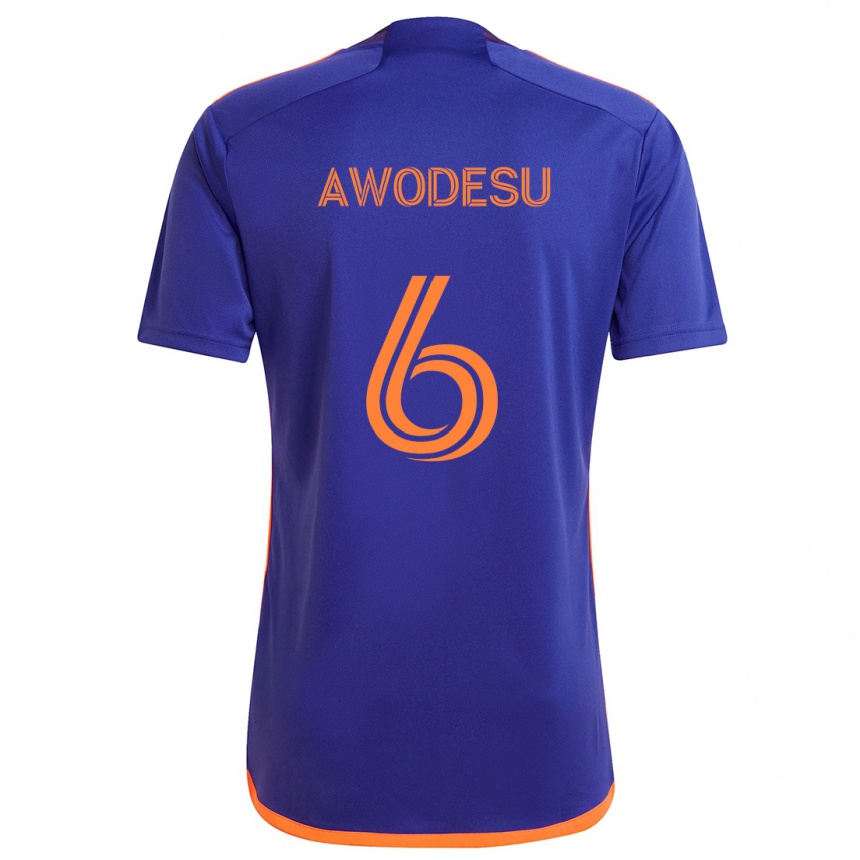 Men Football Femi Awodesu #6 Purple Orange Away Jersey 2024/25 T-Shirt Uk