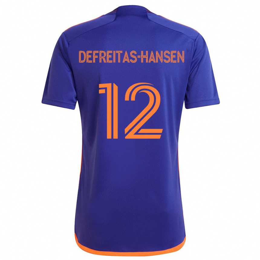 Men Football Nicholas Defreitas-Hansen #12 Purple Orange Away Jersey 2024/25 T-Shirt Uk