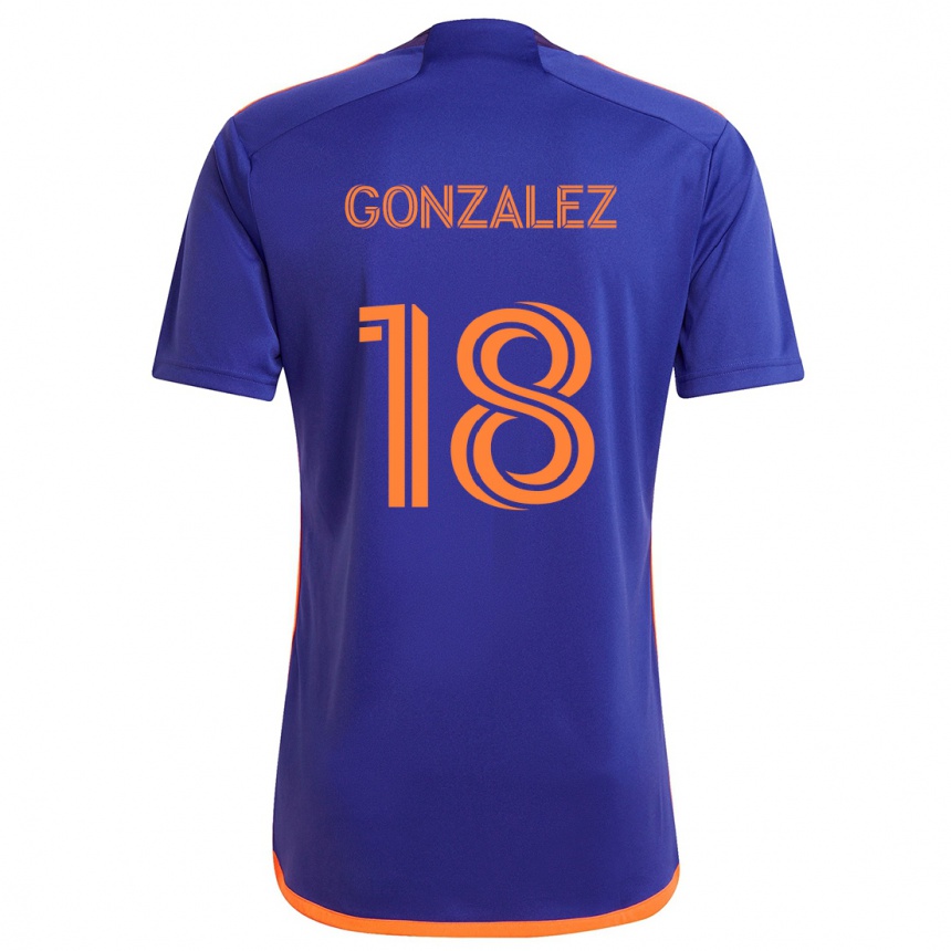 Men Football Diego Gonzalez #18 Purple Orange Away Jersey 2024/25 T-Shirt Uk