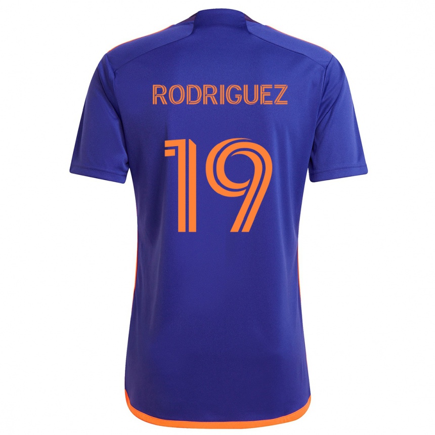 Men Football Sebastian Rodriguez #19 Purple Orange Away Jersey 2024/25 T-Shirt Uk