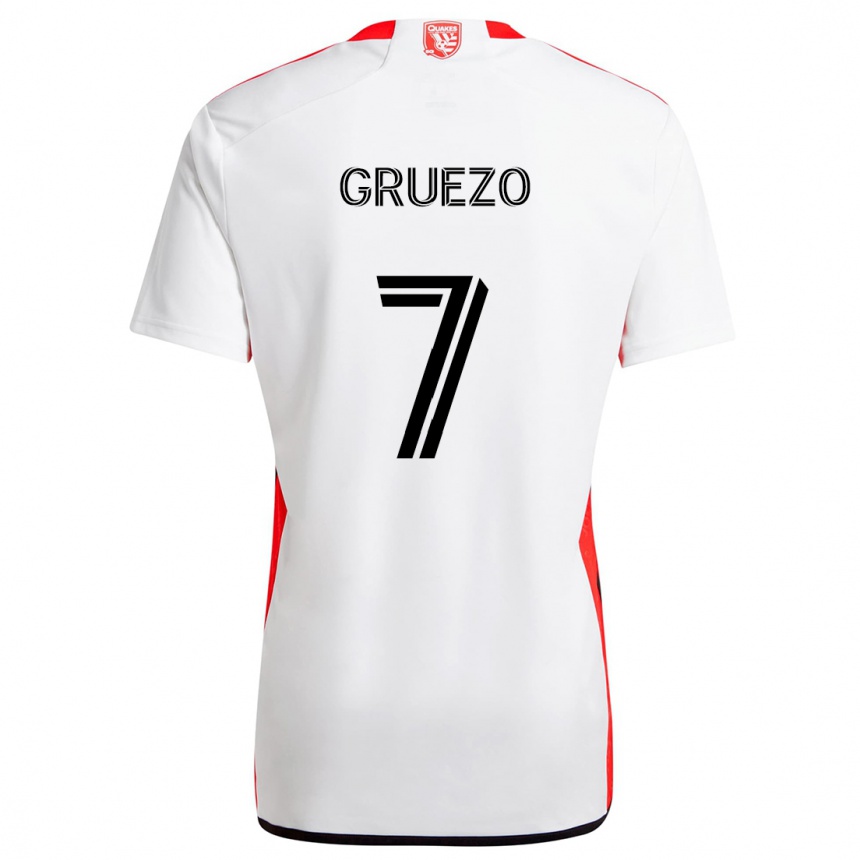 Men Football Carlos Gruezo #7 White Red Away Jersey 2024/25 T-Shirt Uk