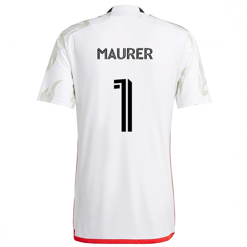 Men Football Jimmy Maurer #1 White Red Black Away Jersey 2024/25 T-Shirt Uk