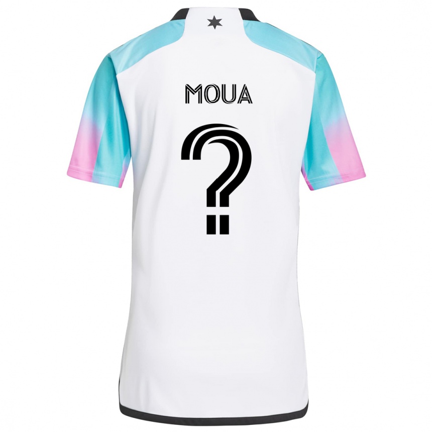 Men Football Nathan Moua #0 White Blue Black Away Jersey 2024/25 T-Shirt Uk