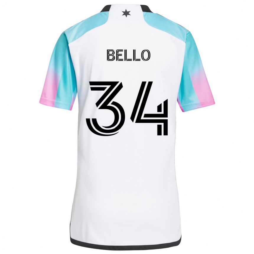 Men Football Zaydan Bello #34 White Blue Black Away Jersey 2024/25 T-Shirt Uk