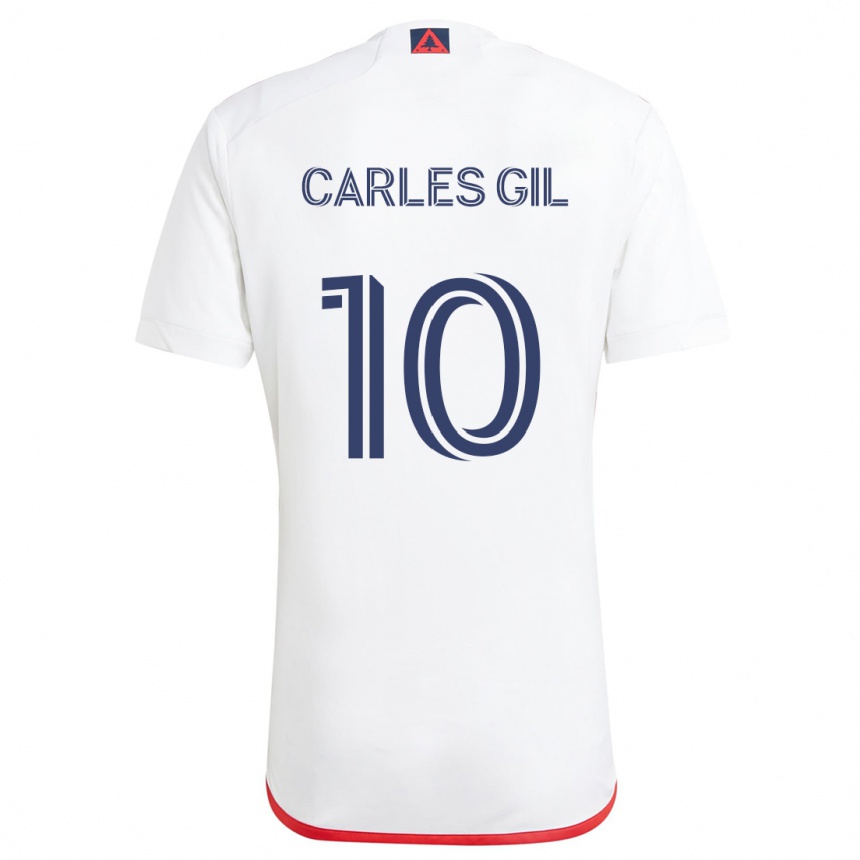 Men Football Carles Gil #10 White Red Away Jersey 2024/25 T-Shirt Uk