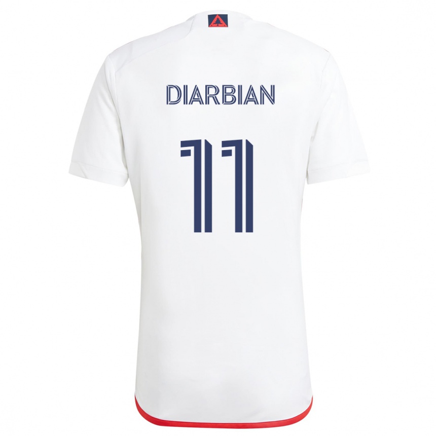 Men Football Gevork Diarbian #11 White Red Away Jersey 2024/25 T-Shirt Uk