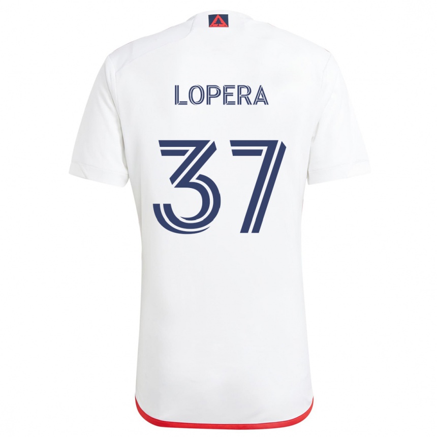 Men Football Steban Lopera #37 White Red Away Jersey 2024/25 T-Shirt Uk