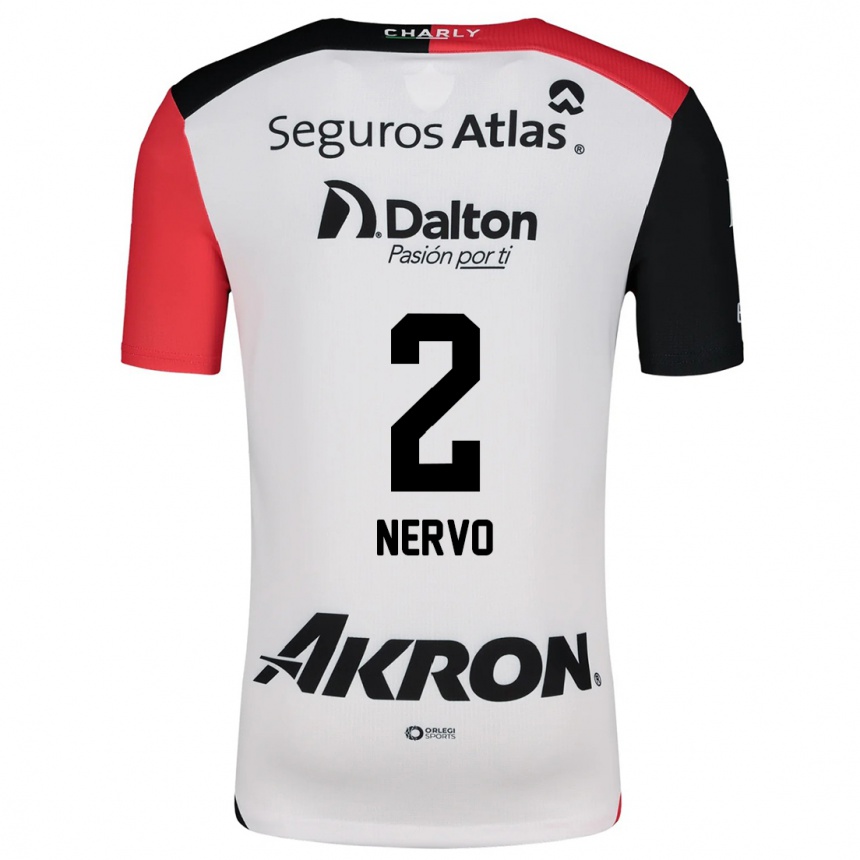 Men Football Hugo Nervo #2 White Red Black Away Jersey 2024/25 T-Shirt Uk