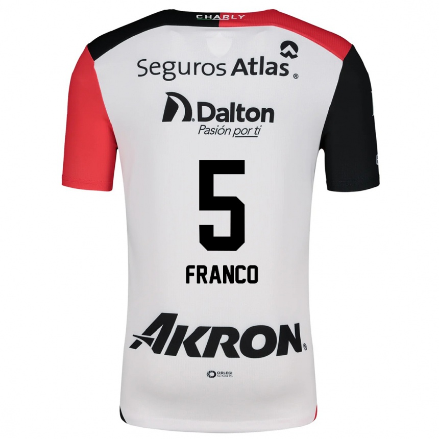 Men Football Alejandra Franco #5 White Red Black Away Jersey 2024/25 T-Shirt Uk