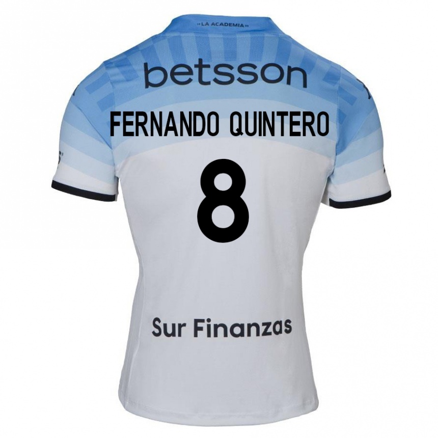 Men Football Juan Fernando Quintero #8 White Blue Black Away Jersey 2024/25 T-Shirt Uk