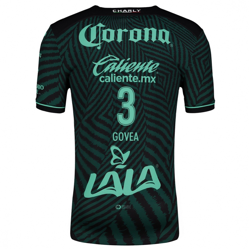 Men Football Ismael Govea #3 Black Green Away Jersey 2024/25 T-Shirt Uk