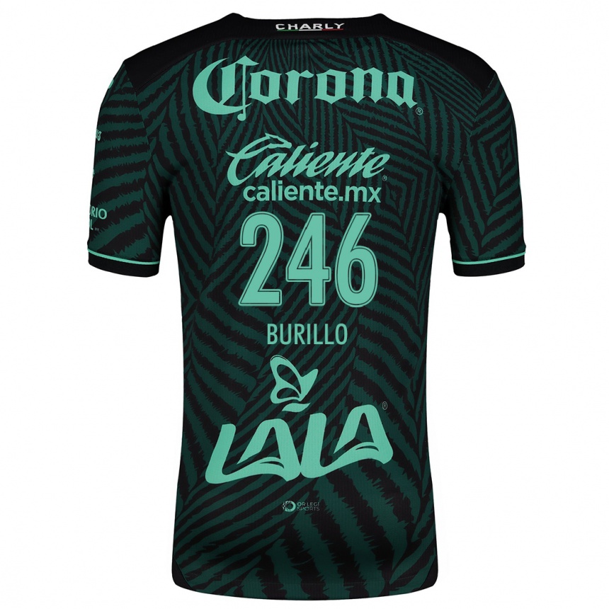 Men Football Juan Burillo #246 Black Green Away Jersey 2024/25 T-Shirt Uk