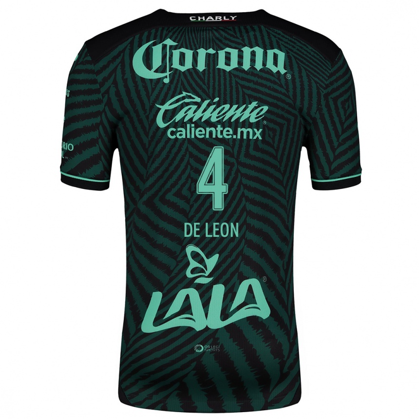 Men Football Lourdes De León #4 Black Green Away Jersey 2024/25 T-Shirt Uk