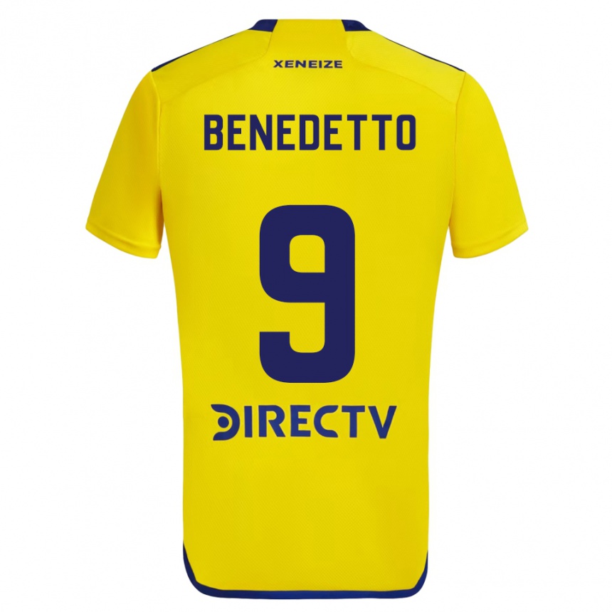 Men Football Darío Benedetto #9 Yellow Blue Away Jersey 2024/25 T-Shirt Uk