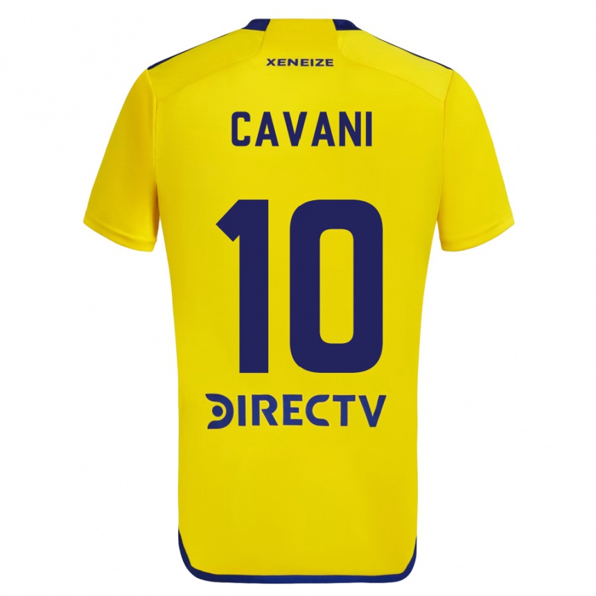 Men Football Edinson Cavani #10 Yellow Blue Away Jersey 2024/25 T-Shirt Uk