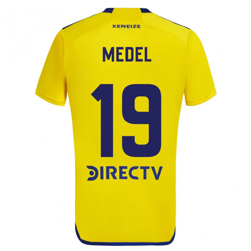 Men Football Gary Medel #19 Yellow Blue Away Jersey 2024/25 T-Shirt Uk