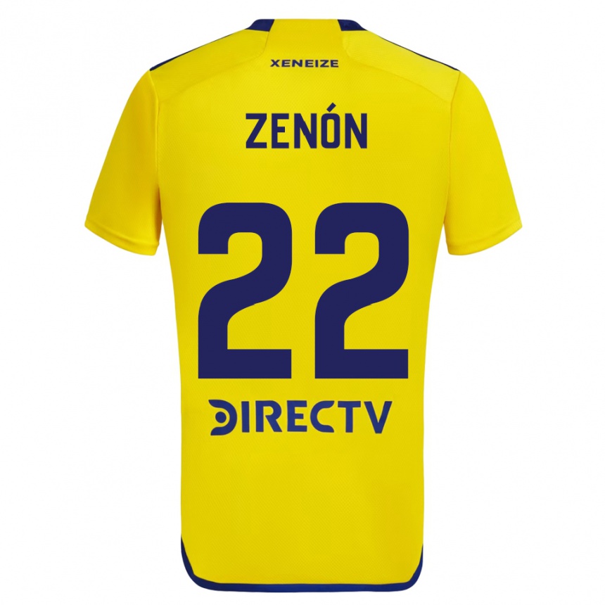 Men Football Kevin Zenón #22 Yellow Blue Away Jersey 2024/25 T-Shirt Uk