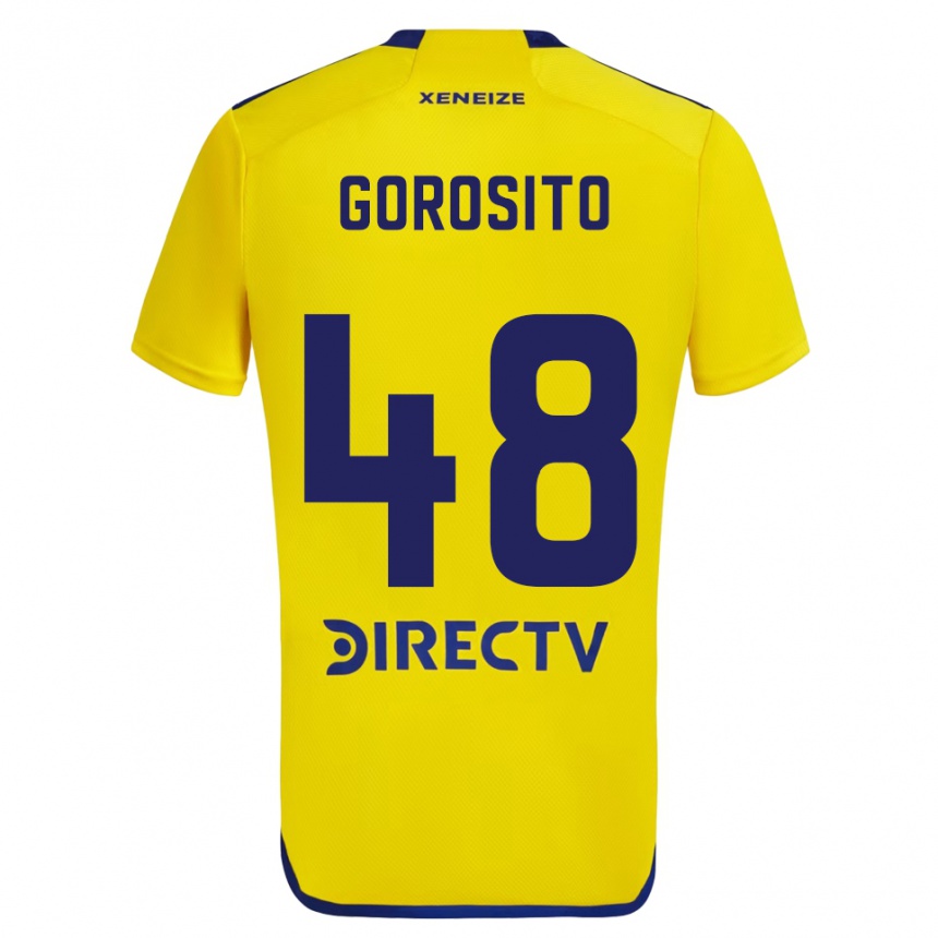 Men Football Dylan Gorosito #48 Yellow Blue Away Jersey 2024/25 T-Shirt Uk