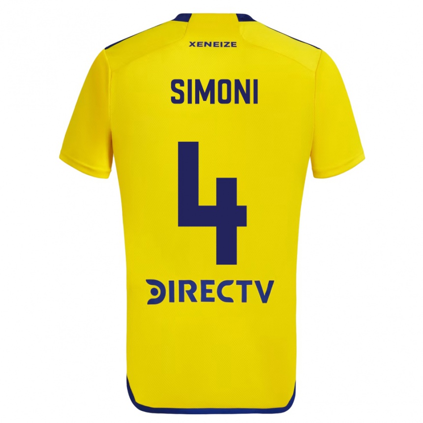 Men Football Tiago Simoni #4 Yellow Blue Away Jersey 2024/25 T-Shirt Uk